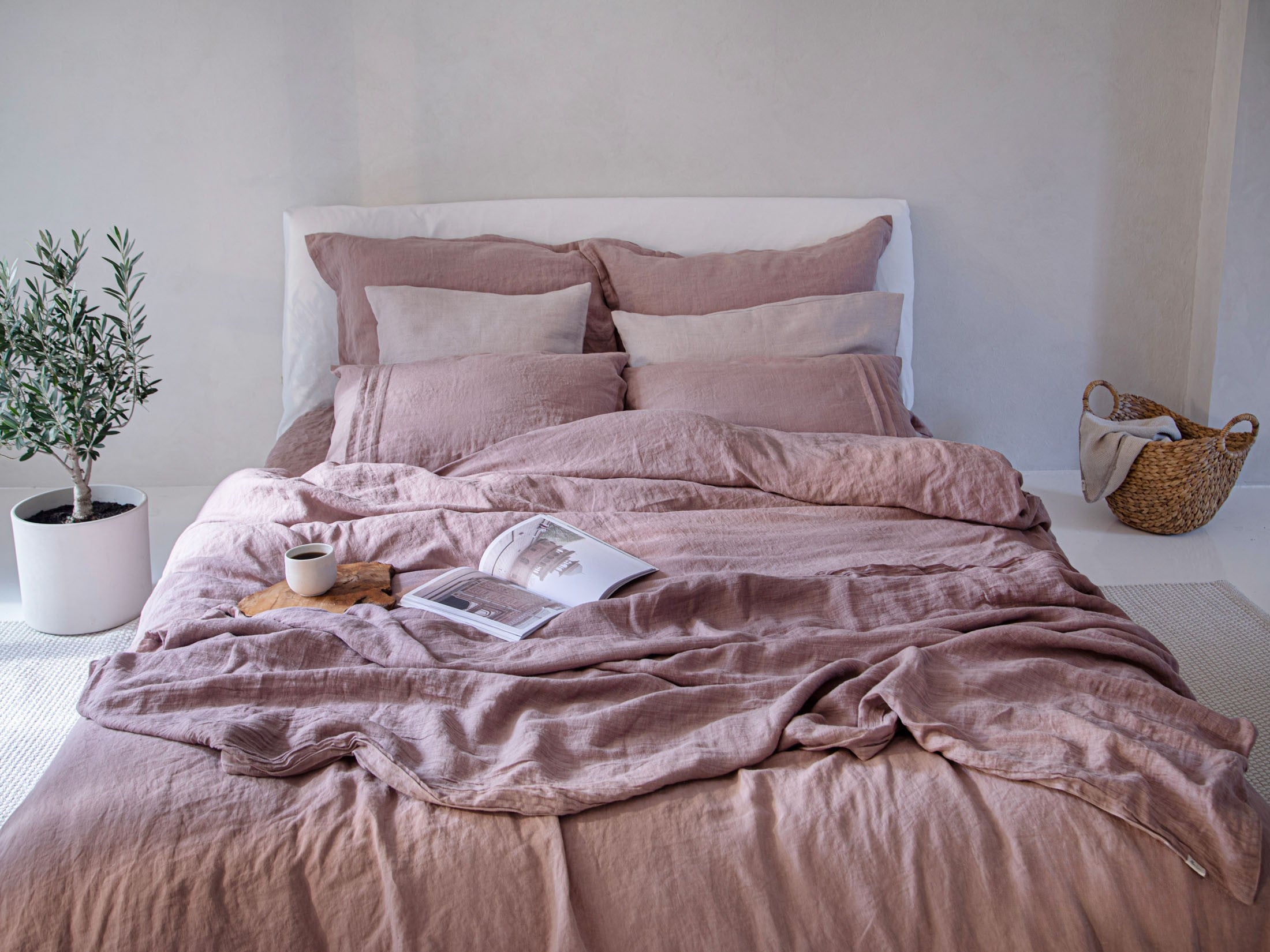Sandrosa-Leinenbettwäsche-Set