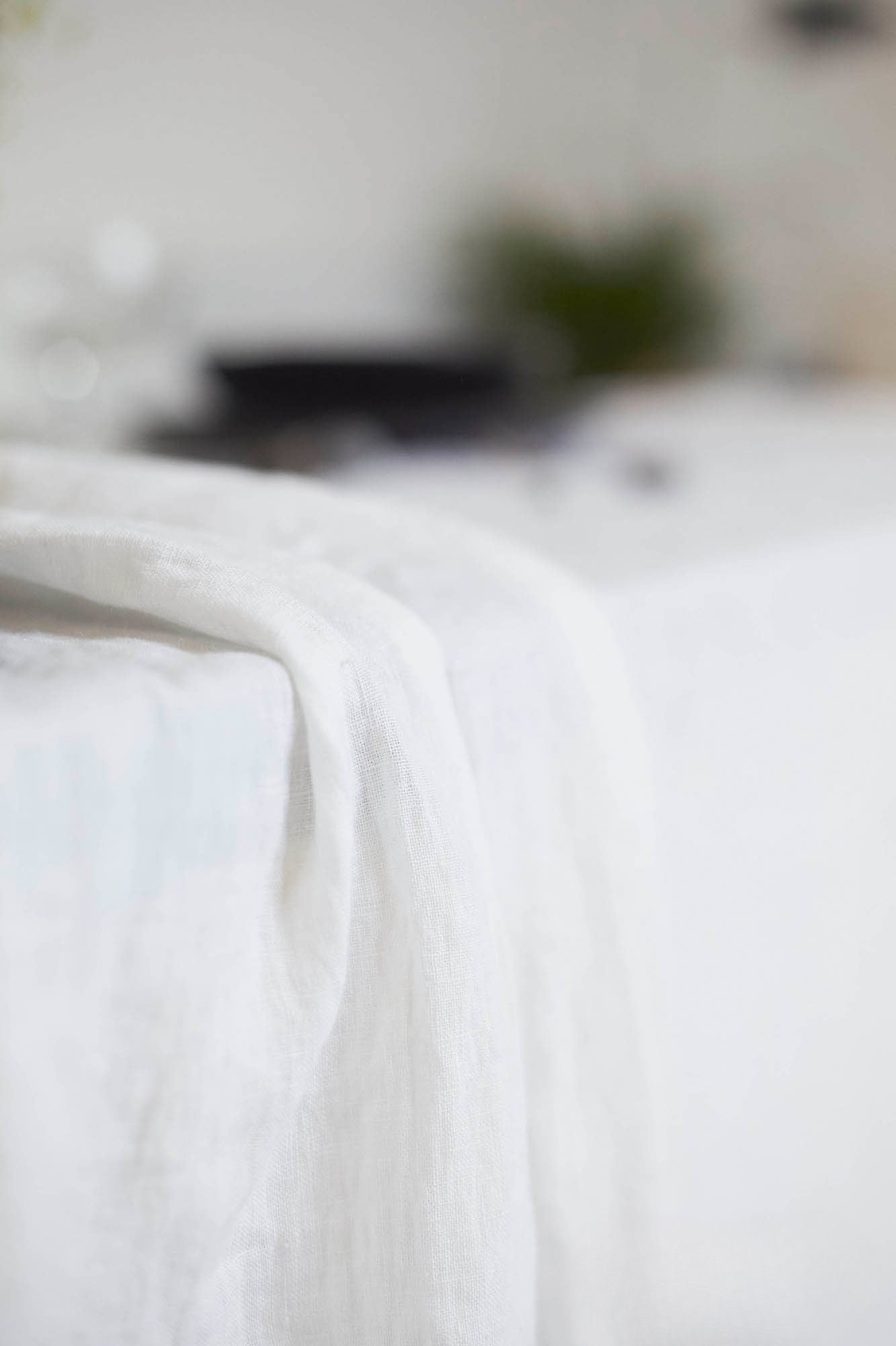 Stoffdetail Leinen Tischdecke Weisse Dame – feine Struktur