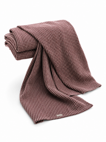 Tagesdecke Burgund & Naturleinen 130 × 220 cm