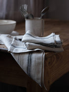 Detailaufnahme vom Leinen Küchentuch mit Streifen – langlebig und saugfähig