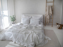 Leinen Bettwaesche Jasminweiss, komplette Schlafzimmeransicht