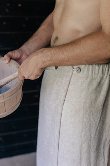 Leinen Saunakilt mit kleiner Tasche, Detailaufnahme